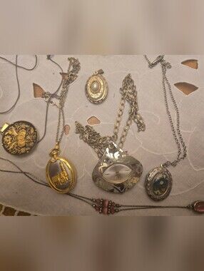 Estate Sale Vintage ( May Be Some Real Gold) Locket/ Necklaces/Clock